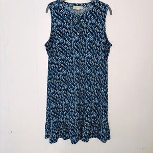Michael Kors Blue Floral Sleeveless Dress XL